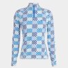 G FORE Gradient Check Silky Tech Nylon Quarter Zip Pullover Mid Layers